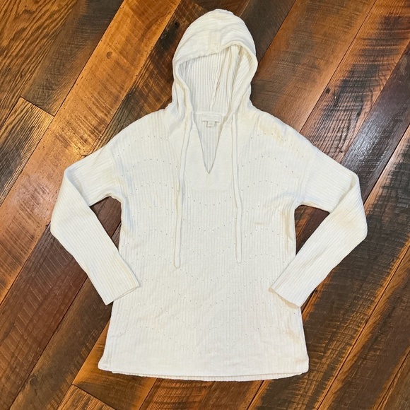 Barefoot Dreams CozyChic Ultra Lite Hoodie Women’s Size S | White Ribbed - Picture 2 of 8